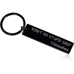 Valentines Day Gift for Grandson Granddaughter from Grandma, Christmas Stocking Stuffers for Teen Boys Girls Don't Do Stupid Sht Grandma Keychain for Grandchildren Funny Gag Xmas Birthday Gift Ideas
