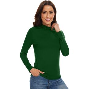 WiWi Women's Mock Turtleneck Pullover Tops Long Sleeve Pajama Top Bamboo Viscose Thermal Slim Fit Underwear S-XXL
