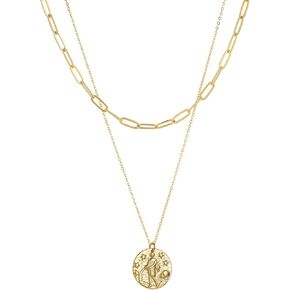 S.J JEWELRY 12 كوكبة زودياك قلادة للنساء والفتيات بسيطة حساسة 14K الذهب معبأ عملة قلادة هدايا عيد ميلاد شخصية اليدوية القرص المختنقون قلادة in Kuwait