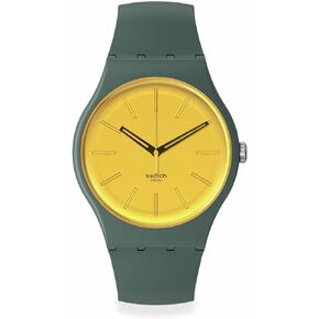 Swatch Unisex Casual Green Watch Bio-sourced Material Quartz Gold in The Garden