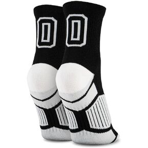 ChalkTalkSPORTS Custom Team Number Quarter Length Socks | Athletic Socks Black | Choose Your Number