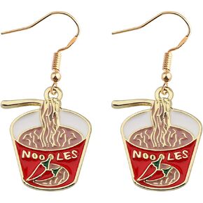 UJIMS Noodle Lover Gifts for Women Noodle Chili Enamel Earrings BFF Jewelry Noodle Food Drop Earrings for Her Gift