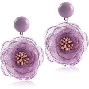 Bohemian Drop Earrings for Women Lightweight Floral Pattern Epoxy Resin Tie Dye Elegant Teardrop Dangles Earrings for Girls, Colorful Flower Pattern Statement Earrings