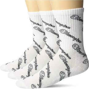 Champion Women's Hollow Script Logo Crew Scck, 3-Pair