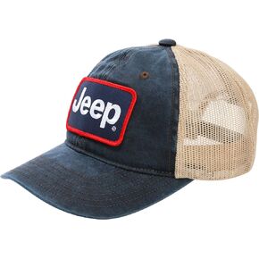 Jeep Premium Navy Waxed Chino Twill/Lightweight Khaki Mesh Patch Hat - Navy/Khaki