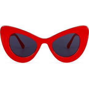 Retro Cateye Sunglasses for Women Men Vintage Trendy Shades Thin Cat Eye Round Frame Cute Sun Glasses