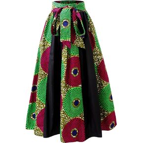 SHENBOLEN Women African Print Maxi Skirt Ankara High Waist Long Skirts