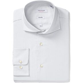 Isaac Mizrahi Men's Slim Fit Solid Broadcloth Cut Away Collar Dress Shirt