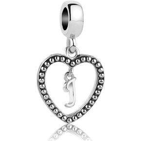 A-Z Initial Chram for Bracelets Name Necklace Pendant Letter Silver Love Heart Gift Dangle Family Alphabet Birthday