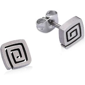 LEYA Stud Earrings, Pure Titanium hypoallergenic Spiral Earring for Women, Men, Teen Girls, Boys | Sensitive Ears (Including Titanium Earring Backs) Silver in Saudi Arabia
