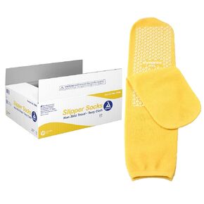 Dynarex Slipper Socks with Grips for Women & Men - Single-Sided Anti-Slip Grippy Socks with Elastic Band - Warm, Fuzzy, Lightweight, No Latex - 3X-Large, 48 Pairs per Case