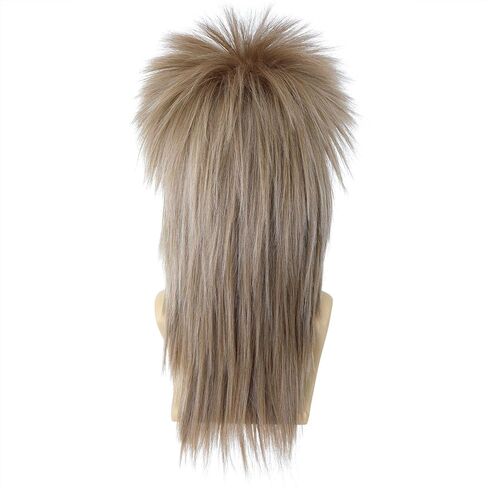 morvally للجنسين 70s 80s شعر مستعار البوري طويل أشقر جلام الشرير الصخرة الثقيلة المعادن الروك تأثيري الباروكات للنساء والرجال هالوين تحت عنوان حفلة تنكرية in Kuwait