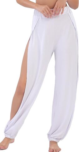 Hoerev Women's Soft Slit Leg Pants Harem Dance Yoga Pilates Pants in Saudi Arabia