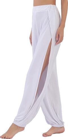 Hoerev Women's Soft Slit Leg Pants Harem Dance Yoga Pilates Pants in Saudi Arabia