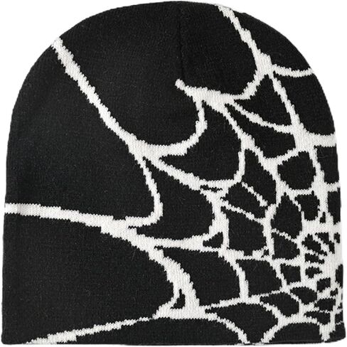 Y2k Spider Beanie Hat Beanie Wireless Acrylic Knit Skull Cap Women Mens Knit Spider Web Beanie Hat Winter Warm Beanies Men Casual Hats Black in Saudi Arabia