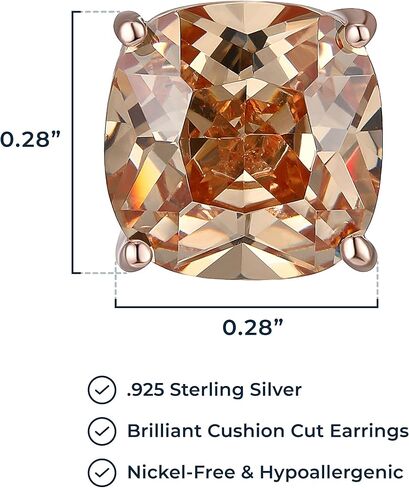 Morgan & Paige Sterling Silver Cushion Cut 4-prong setting Cubic Zirconia Stud Earrings with Butterfly-back in Saudi Arabia