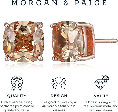 Morgan & Paige Sterling Silver Cushion Cut 4-prong setting Cubic Zirconia Stud Earrings with Butterfly-back in Saudi Arabia