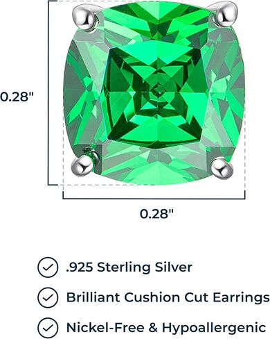 Morgan & Paige Sterling Silver Cushion Cut 4-prong setting Cubic Zirconia Stud Earrings with Butterfly-back in Saudi Arabia