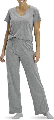 No Nonsense womens Short Sleeve Sleep Tee and Pajama Pant 2 Piece Sleepwear Set Pajama Set (pack of 2) in Kuwait