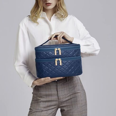 MAANGE Makeup Bags, 2 PCS Cosmetic Bag Leather Makeup Travel Bag in Kuwait