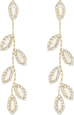 SELOVO Crystal Leaf Wedding Earrings for Brides Bridesmaid Rhinestone Dangling Earrings for Women in Saudi Arabia
