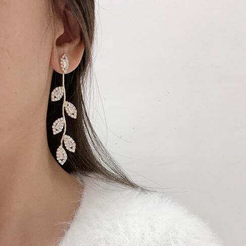 SELOVO Crystal Leaf Wedding Earrings for Brides Bridesmaid Rhinestone Dangling Earrings for Women in Saudi Arabia