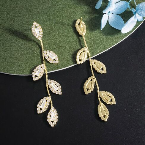SELOVO Crystal Leaf Wedding Earrings for Brides Bridesmaid Rhinestone Dangling Earrings for Women in Saudi Arabia