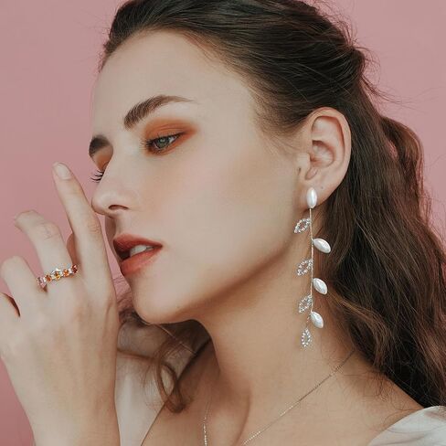 SELOVO Crystal Leaf Wedding Earrings for Brides Bridesmaid Rhinestone Dangling Earrings for Women in Saudi Arabia