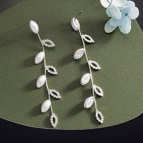 SELOVO Crystal Leaf Wedding Earrings for Brides Bridesmaid Rhinestone Dangling Earrings for Women in Saudi Arabia