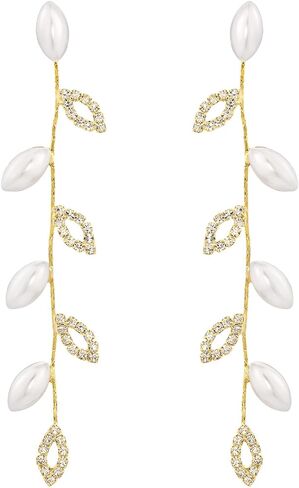 SELOVO Crystal Leaf Wedding Earrings for Brides Bridesmaid Rhinestone Dangling Earrings for Women in Saudi Arabia