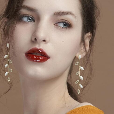 SELOVO Crystal Leaf Wedding Earrings for Brides Bridesmaid Rhinestone Dangling Earrings for Women in Saudi Arabia