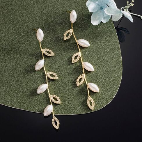 SELOVO Crystal Leaf Wedding Earrings for Brides Bridesmaid Rhinestone Dangling Earrings for Women in Saudi Arabia
