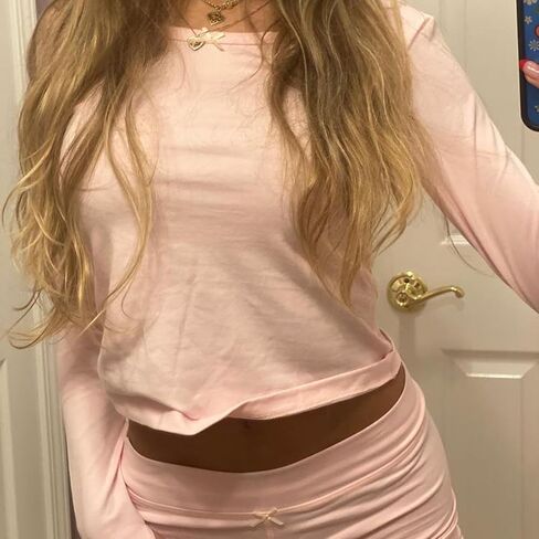 Linjianvhai النساء Y2K 2 قطعة بيجامة مجموعات PJs Sweatsuits مضلع كم طويل زر أسفل المحاصيل الأعلى والسراويل صالة ملابس خاصة in Kuwait