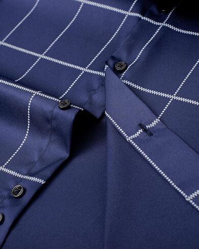 قميص J.VER رجالي كاجوال منقوش بأكمام طويلة قابل للتمدد وخالي من التجاعيد ومقاس عادي وأزرار سفلية in Kuwait