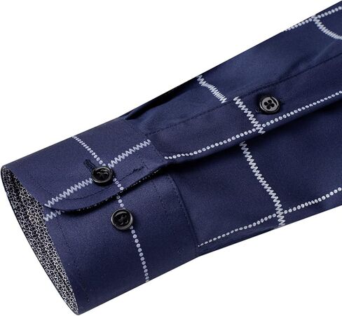 قميص J.VER رجالي كاجوال منقوش بأكمام طويلة قابل للتمدد وخالي من التجاعيد ومقاس عادي وأزرار سفلية in Kuwait