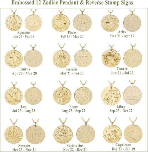 S.J JEWELRY 12 كوكبة زودياك قلادة للنساء والفتيات بسيطة حساسة 14K الذهب معبأ عملة قلادة هدايا عيد ميلاد شخصية اليدوية القرص المختنقون قلادة in Kuwait