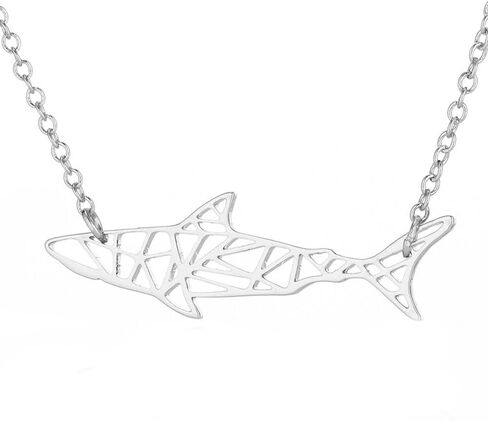 قلادة من Liveliwithmin Origami Paper Shark قلادة على شكل قرش حيوانات البحر للنساء والفتيات in Saudi Arabia
