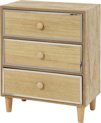 Deco 79 Wood 3 Drawer Jewelry Box, 10" x 7" x 13", Light Brown in Saudi Arabia