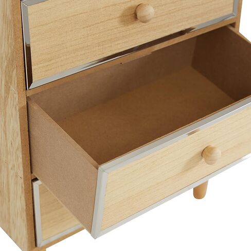 Deco 79 Wood 3 Drawer Jewelry Box, 10" x 7" x 13", Light Brown in Saudi Arabia