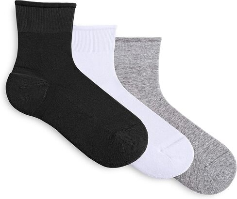 HUE Women's Sporty Shortie Sneaker 3 Pair Pack Casual Socks, Black/White/Light Charcoal Heather, One Size US in Saudi Arabia