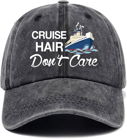 Jxubeuro Cruise Hair Don't Care,قبعة بيسبول مضحكة، قبعات مضحكة، قبعة كروز مضحكة، قبعة بيسبول قارب، قبعة بيسبول قطنية قابلة للتعديل للرجال والنساء، اسود in Kuwait