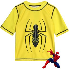 Marvel Boys' Avengers Rash Guard Top - Captain America, Spider-Man - Quick Dry Sand and Sun Protection Swim Shirt (2T-12)