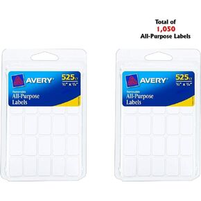 Avery Removable Labels, Rectangular, 0.5 x 0.75 Inches, White, Pack of 525 (6737) (2)