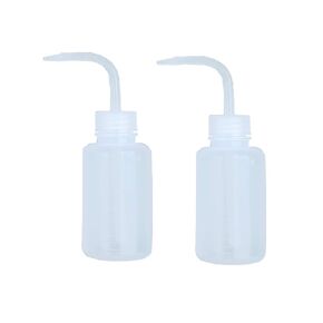 NATUWORLD 2Pcs 150ml Plastic Safety Wash Bottle Translucent Plastic Squeeze Measuring Bottle Narrow Mouth Empty Bent Tip Storage Containers For Gardening Lab Tattoo (150ml/5oz)