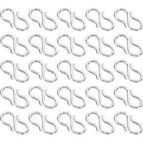 PATIKIL 13x4mm S Hook Clasp, 50Pcs 304 Stainless Steel S-Shaped Jewelry Clasp Connector for Jewelry Making Necklace Bracelet Craft DIY Accessories, Silver