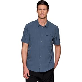 Avalanche Short Sleeve Hiking Shirt for Men, Quick Drying Woven Lightweight Button-Up Shirt with Collar, Pockets