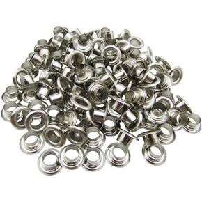 Amanaote 5mm Internal Hole Diameter Silvery Eyelets Grommets with Washer Self Backing Pack of 150 Sets