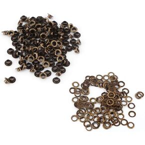 Antique Brass Eyelet Grommets Leathercraft Accessory Fasteners Kit with Washers for Repairs Decoration Leather Canvas Clothes Shoes(6mm)