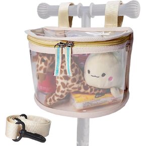 Kids Bike Basket - Transparent Bicycle, Scooter Handlebar Front Bag - Convert to Stadium Approved Crossbody Bag (Ivory)