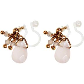 Dangle Gemstone Invisible Clip On Earrings for Women Not Pierced Blue Turquoise Pink Quartz Aquamarine Tiger Eyes Amethyst Garnet Moon Stone Sunstone Red Agate Smoky Quartz Lapis Lazuli Clip On Earrings Miyabi Grace